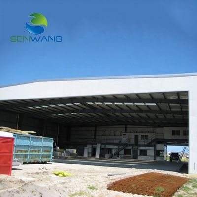 Struktur baja industri gudang penyimpanan dengan 10% atap pitch dan wol kaca / batu wol isolasi