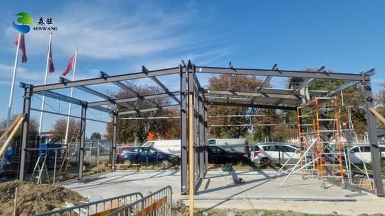 Gudang Struktur Baja Galvanis Hot-DIP dengan Kemiringan Tunggal/Ganda/Ganda dan Penguat Baja Sudut untuk Penyimpanan Tahan Lama