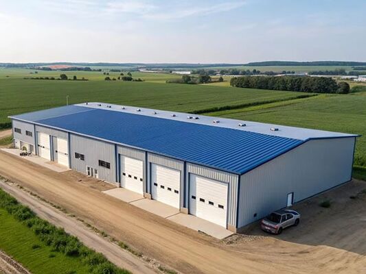 Bolt Connection Steel Structure Warehouse dengan struktur grid panjang dan permukaan dicat untuk penyimpanan industri