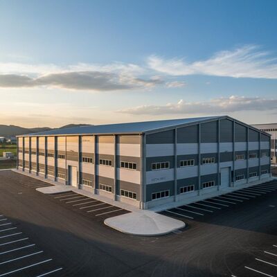Sandwich Panel Dan Single Layer Sheet Steel Structure Warehouse Diproduksi Menurut Standar ASTM Dengan Lapisan Lapisan Baja Berwarna