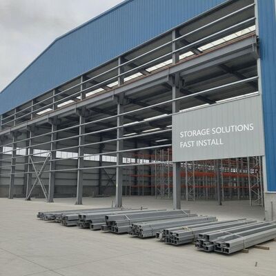 Hot Dip Galvanized Purlin Steel Structure Warehouse Menggunakan H Section Steel Memastikan Solusi Instalasi dan Penyimpanan Cepat