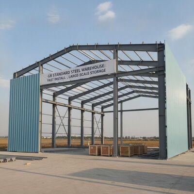 GB Standard Steel Structure Warehouse Menawarkan Instal Cepat H Bagian Frame Baja Cocok untuk kebutuhan penyimpanan skala besar